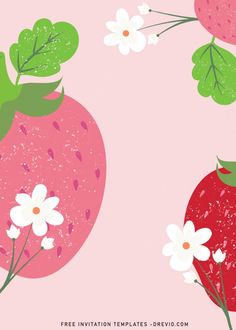 strawberrys and daisies on a pink background with the text free printable template