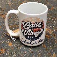 Lake Vibes Indian Lake Ohio 12oz Beverage Drink Coffee Mug White Lake Vibes, White Coffee Mug, Drink Coffee, White Coffee Mugs, White Coffee, Coffee Drinks, Cold Drinks