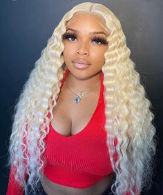 613 Deep Wave, Blonde Hair Types, Long Human Hair Wigs, Blonde Lace Front Wigs, 613 Blonde, Lace Hair, Real Human Hair