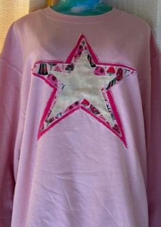 Pink Star Sweatshirt Star Sweatshirt, Pink Star, Pink Stars, Birmingham, Gender Neutral, Adult Outfits, Ships, Stars, Sweatshirts