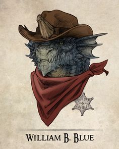 a book cover with an image of a monster wearing a cowboy hat and red scarf