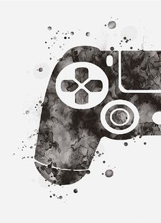 a black and white drawing of a video game controller