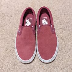 Vans Custom Slip On Shoes In Maroon Patterned Suede. Women's 9, Mens 7.5 Shoes Are Basically Brand New Casual Burgundy Sneakers With Cushioned Footbed, Casual Red Slip-on Shoes, Casual Red Round Toe Slip-ons, Casual Slip-on Skate Shoes With Red Sole, Red Low-top Slip-ons With Rubber Sole, Red Wine Vans, Red Suede Slip-on Sneakers, Pink Vans Slip-on Sneakers, Red Vans Slip-on Sneakers