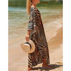 Gold Print Long Kinimo Beachwear Relaxed Fit Beach Season Cover-up, Casual Cover-up For Summer Beach Outings, Casual Cover-up For Summer Beach Season, Casual Cover-up For Summer Outings And Beach Season, Casual Beach Season Cover-up For Summer Outings, Relaxed Fit Beach Cover-up For Beach Season, Tropical Cover-up For Beach Season Day Out, Chic Cover-up For Summer Beach Outings, Chic Summer Beach Cover-up