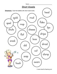 short words worksheet for kids