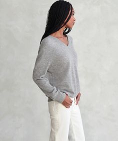 Flynn Cashmere Sweater – Jenni Kayne Elegant Soft Knit Cashmere V-neck Sweater, Classic Cashmere V-neck Sweater In Soft Knit, Cozy Cashmere V-neck Sweater In Fine Knit, Cozy Cashmere V-neck Fine Knit Sweater, Cozy Cashmere Fine Knit V-neck Sweater, Classic Cashmere V-neck Sweater With Soft Knit, Casual Cashmere V-neck Sweater For Layering, V-neck Cashmere Sweater For Loungewear, Classic V-neck Sweater For Loungewear