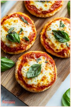 Make delicious mini pizzettas with a simple homemade pizza dough, topped with tomato sauce, cheese, and fresh basil. Customize your bite-sized pizzas with endless topping options like pepperoni, olives, and artichokes.