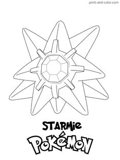 the pokemon coloring page is shown in black and white, with an image of a star