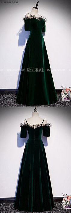 10% off now|Free shipping world-wide. Dark Green Long Velvet Aline Formal Dress at GemGrace. Click to learn our pro custom-made service for wedding dress, formal dress. View #PromDresses for more ideas. Gorgeous Prom Dresses, For Wedding Dress, Prom Dress Inspiration, Prom Night, Dress Formal, Long Gown, Formal Dress, Dark Green, Prom Dresses