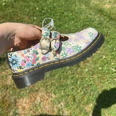 Brand New And Never Worn! Nwt Dr. Martens 8065 Mary Jane Floral Mash Up Parchment Shoes Size 5 Us Uk 3 Doc Marten Wedding Shoes, Doc Martens Cottagecore, Mary Jane Doc Martens, Docs Mary Jane’s, Devon Flower Dr Martens, Flowery Doc Martens, Dr Martens 1460 Pascal Pink, Marry Jane, Platform Mary Janes