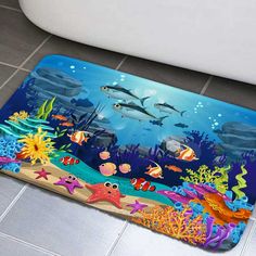 PRICES MAY VARY. Bath Mat Size: 17x29 inches/45*75cm, Bathroom rugs design, high density anti slip flannel. flannel surface, soft & quickly absorbent. Kitchen Rug Material: soft flannel, warm and comfortable, rubber bottom Increase anti-slip effect, Wear Resistance Non-woven Fabric & Non-slip Rubber Backing. Bathroom Mat Multi-Purpose: Bath mat can be used in indoors living room bedroom or bathroom dorm , Door, Corridor, Hall, Sitting Room, Bedroom, Living Room, Laundry Room, Kitchen. Service: W Sea Theme Bathroom, Tropical Turtle, Ocean Themed Bathroom, Tropical Accessories, Fish Bathroom, Ocean Bathroom, Dorm Door, Bathroom Dorm, Rugs Design