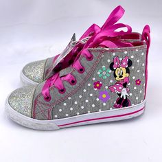 Disney Junior Minnie’s Shoes Size 11 Disney Pink Round Toe Sneakers, Pink Disney Sneakers With Round Toe, Cute Minnie Mouse Sneakers With Round Toe, Cute Minnie Mouse Low-top Sneakers, Casual Pink Minnie Mouse Sneakers, Minnie Mouse Sneakers With Round Toe In Synthetic, Minnie Mouse Synthetic Sneakers With Round Toe, Pink Minnie Mouse Low-top Sneakers, Shoes Disney