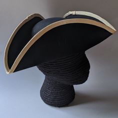 Tricorn Hat, Costume Hats, Military Style, Felt Hat, White Trim, Military Fashion, Black And Gold, Wool Felt, Headpiece