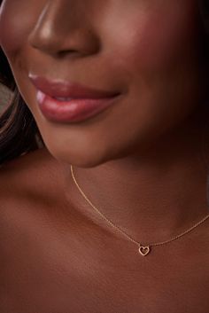 Heart Outline Gold Charm Necklace-Accessories Luxury Gold-tone Necklace With Heart Charm, Luxury Minimalist Heart Necklace With Heart Charm, Luxury Minimalist Heart Necklace With Charm, Luxury White Heart Charm Necklace, Luxury Minimalist Heart Charm Necklace, Luxury Dainty Necklace With Heart Charm, Heart Outline, Gold Charm Necklace, Touch Of Gold