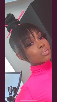 Lace Front Wigs Two Ponytails, Fringe Hairstyles For Black Women, Braided Ponytail With Bangs, Ponytail With Bangs For Black Women, Crochet Ponytail, Bday Hair, Relaxed Hairstyles, Finger Wave