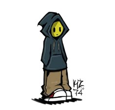 a drawing of a person with a hoodie on