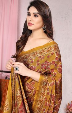 Casual Saree, Yellow Fashion, Blouse Length, Chiffon Fabric, Petticoat, Jaipur, Chiffon, Saree, Yellow