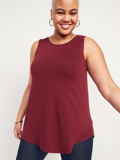 Our Luxe tank tops are supremely soft and drape beautifully.  You deserve it.  High, rounded neck.  Sleeveless.  Curved hem.  Center seam in back.  Super-soft rayon jersey, with comfortable stretch.  @modelsizes 5’9":S | 5'7":L | 5'10":XL @modelsiz Summer High Neck Cotton Tank Top, High Neck Cotton Tank Top For Summer, Versatile Sleeveless Tank Top For Fall, Versatile High Neck Tank Top For Spring, Versatile Sleeveless Tank Top, Fall Sleeveless Tank Top, Top Hits, High Neck Sleeveless, You Deserve It