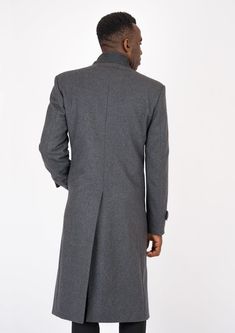 Boost your style in the timeless Grey Wool Classic Long Overcoat. Crafted from luxurious melton wool, this coat is custom-made for a sophisticated and classy vibe. Make an elegant statement with this sleek overcoat, crafted to extend to just below the knee. Luxury Elegant Gray Wool Coat, Luxury Fitted Gray Wool Coat, Luxury Gray Wool Coat, Elegant Gray Double-breasted Wool Coat, Gray Single-breasted Long Wool Coat, Check Pants, Long Overcoat, Long Lights, Long Light