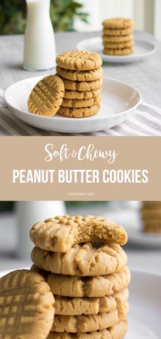 soft and chewy peanut butter cookies on a white plate