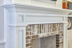 Abode — Coastal Signature Homes Brick Fireplace With Hearth, Savannah Grey Brick, Grey Brick Fireplace, Brick Fireplace Hearth, Fireplace With Hearth, Grey Brick, Fireplace Hearth, Brick Fireplace, Custom Home Builders