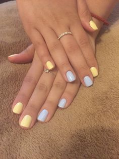 Shellac CND. love Ukraine style by Natali/Nail/london Nails Shape, Yellow Nail Art, Yellow Nails Design, Harry Styles Nails, Summer Acrylic, Purple Nail, Blue Nail, Polish Colors, Spring Nail Art