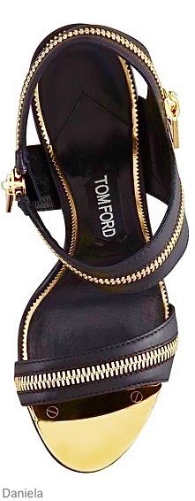 Tom Ford Zipper Board, Black And Gold Outfit, Toms Shoes Outfits, Louboutin Kate, Christian Louboutin Kate, Diva Boutique, Gold Outfit, Ford Accessories, Strappy Shoes