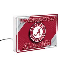 an acrylic sign with the university of alabama on it's front and side