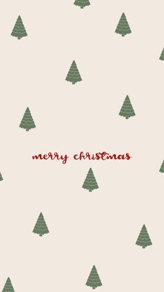 a christmas card with trees on it and the words merry christmas written in red ink