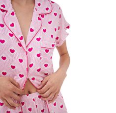 We love this pink diamond hearts printed short sleeve pajama set with shorts. This set is made from Stripe & Stare’s signature fabric which is not only much softer than traditional cotton modal, but also keeps you cozier and cooler while you sleep since it breathes with your skin. This fabrication is 3x softer than cotton and more durable Made from 95% TENCEL™ Micro Modal, 5% Elastane Sustainably made (TENCEL is made in Australia from Beachwood trees) Care Instructions: hand wash with warm water Slow Sunday, Frill Shorts, Pyjama Sets, Cute Rose, Striped Pyjamas, Sweatshirt Set, Lazy Day, Girls Pajamas, Blue Polka Dots