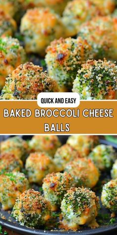 baked broccoli cheese balls with text overlay