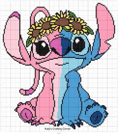 stitchy stitch pattern with lil the pooh and eef from disney's little mermaid