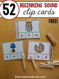 these beginning sound clip cards are perfect for kids to practice letter recognition and matching words