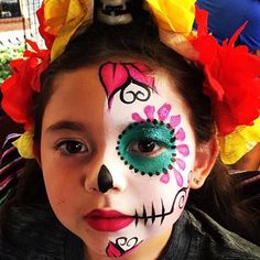 Catrina Makeup For Kids, Kids Sugar Skull Makeup, Coco Makeup Halloween, Kids Catrina Makeup, Coco Face Paint, Catrina Makeup Kids, Sugar Skull Kids Makeup, Catrina Kids Makeup, Coco Face Paint Kids