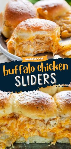 this is an easy recipe for buffalo chicken sliders that are ready to be eaten