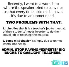 a poster with the words, two problems with that and an image of a teacher's job