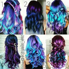 Galaxy Hair Color, Mermaid Hair Color, Hairstyles Color, Mermaid Unicorn, Galaxy Hair, Cute Hair Colors, Creative Hair Color