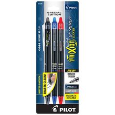 two black and red pens are in the packaging for pilot's pilot x10