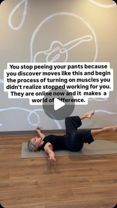 a woman is doing yoga on a mat