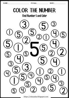 color the number 5 and color it with numbers