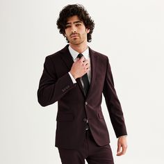 Unforgettable style. Featuring a modern look and slim fit, this men's Apt. 9 suit jacket will have them remembering you. Washable design Stretch fabric Notched lapels 2-button front Flap pockets Long sleevesFIT & SIZING Slim fitFABRIC & CARE Polyester, viscose, spandex, elastane Machine wash or dry clean ImportedSUSTAINABILITY FEATURES Tested for harmful substances Certification No. VC020 186096 STANDARD 100 by OEKO-TEX® CERTIFIED www.oeko-tex.com/standard100 Testing Institute: Testex AG, Swiss Blazer Vest, Suit Separates, Mens Shirt Dress, This Man, Sport Coat, Modern Fit, Men Dress, Stretch Fabric, Night Out