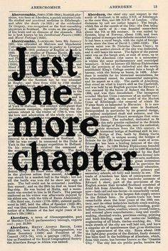 an open book with the words just one more charter written in black ink on it