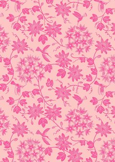 pink flowers and leaves on a light pink background