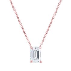 Emerald Cut Diamond Solitaire Pendant Necklace Fine Jewelry Emerald Cut Diamond Necklace With Prong Setting, Classic Emerald Necklace With Prong Setting, Formal Emerald Cut Diamond Necklace, Anniversary Solitaire Necklace With Emerald Cut In Prong Setting, Classic Emerald Cut Necklace With Prong Setting, Classic Emerald Cut Emerald Necklace With Prong Setting, Emerald Cut Solitaire Necklace For Anniversary With Prong Setting, Emerald Cut Solitaire Necklace With Prong Setting For Anniversary, Anniversary Emerald Cut Solitaire Necklace With Prong Setting