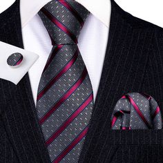 Color: LS-5295 Man Dressing Style, Red Wedding Dresses, Tie For Men, Unique Ties, Tie Gifts, Cufflink Set, Stripe Silk, Tie Set, Silk Necktie