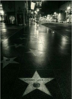 michael jackson's star on the hollywood walk of fame is shown in black and white