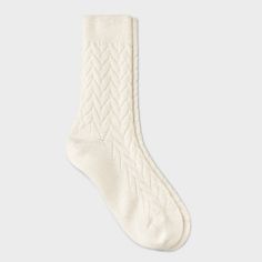 Enhance comfort with Women's Braided Texture Supersoft Crew Boot Socks from Universal Thread™ in Ivory 4-10. Crafted from a mid-weight ribbed and knit fabric, they offer the right amount of warmth and coziness. The rib cuffs ensure a snug fit, keeping your socks in place no matter where the day takes you. Perfect for pairing with boots, these socks are a must-have for any wardrobe. Universal Thread™: Found exclusively at Target. Athletic Socks, Boot Socks, Universal Thread, Socks And Hosiery, Ankle Socks, Waffle Knit, Spandex Fabric, Hosiery, Snug Fit