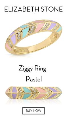 Inspired by our best selling Bowie necklace, and ode to Bowie himself. Our new Ziggy ring band adds a pop of playful color with glimmering micro pave cz stones. 14k gold plated brass micropave cz stones hand enameled Jewelry Gifts