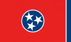 the tennessee state flag is shown in blue and red, with white stars on it