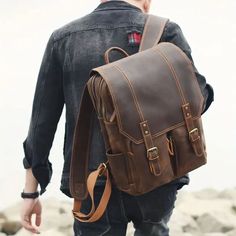 Leather Backpack Outfit, Laptop Bagpack, Designer Laptop Bag, Leather Backpacks School, Hipster Backpack, Black Rucksack, Backpack Vintage, Leather Backpack For Men, Backpack Outfit